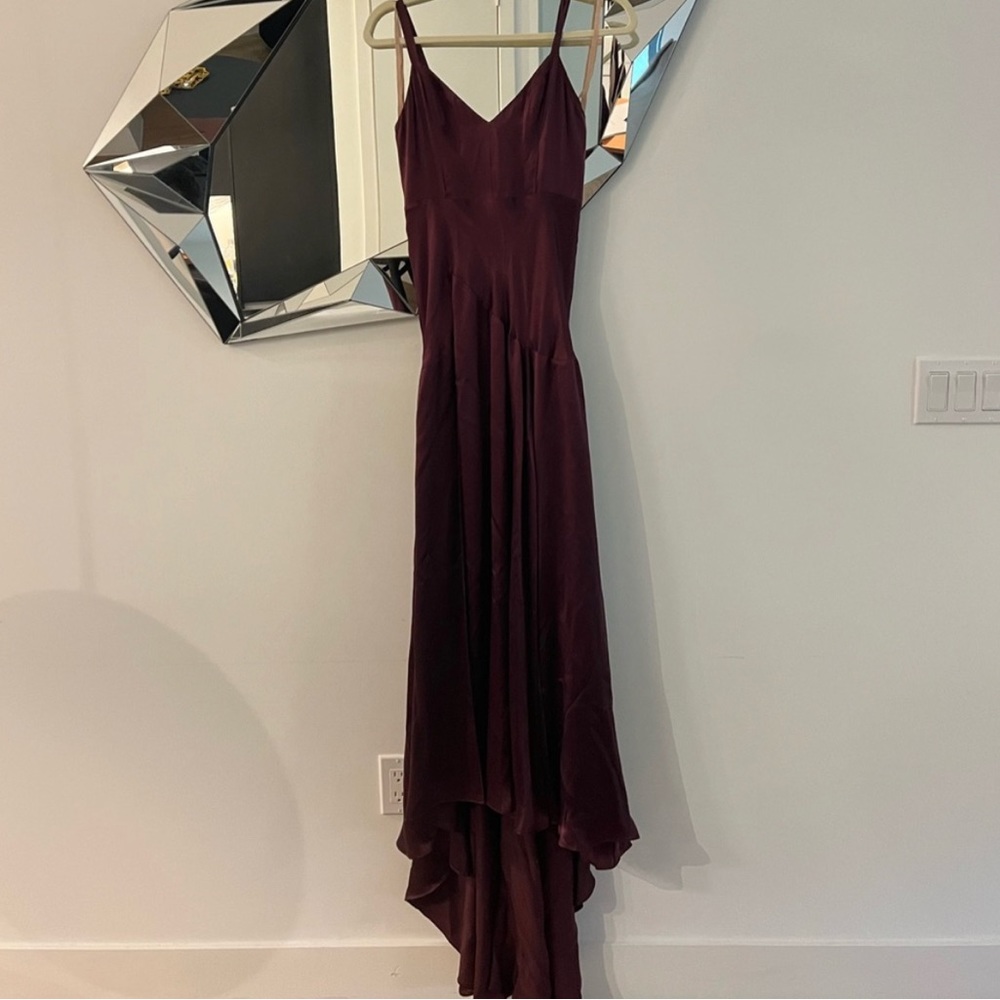Fame and Partners silk slit gown dress